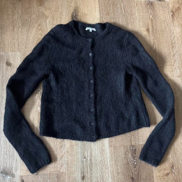 Reformation Black Clara Alpaca Wool Crew Cardigan Size S - Picture 1 of 7